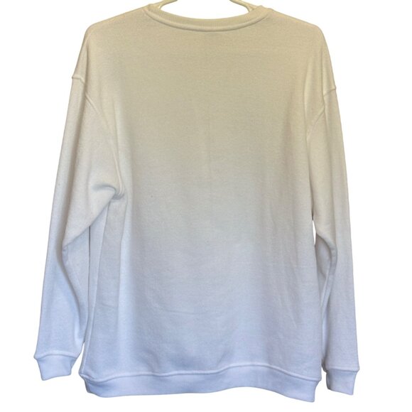 Pacific & Co White Crewneck Sweatshirt w/ Red & Pink Chenille Letters Unisex XL - Picture 2 of 6